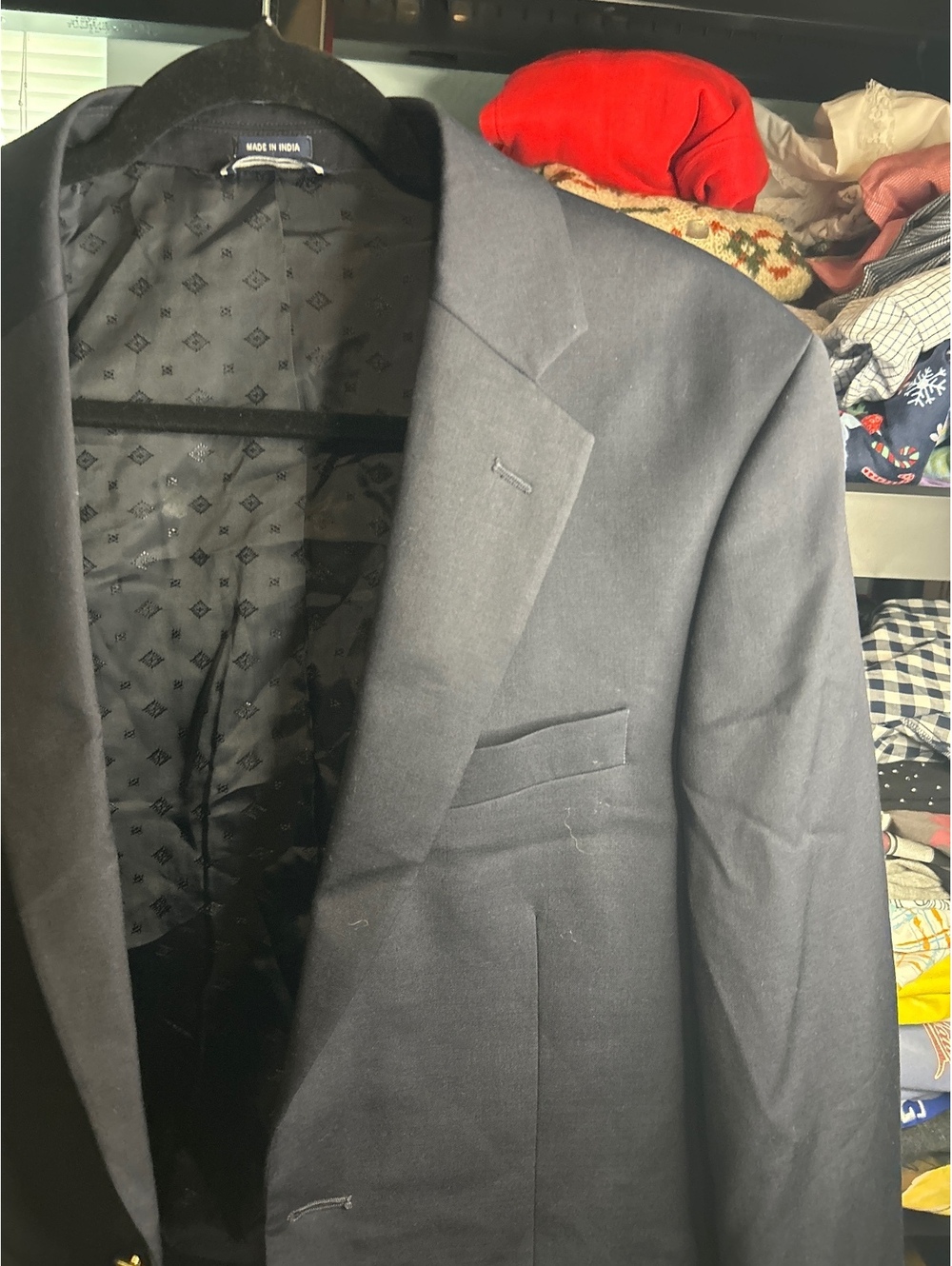 Saddlebred Navy Blue Suit Jacket with Gold Buttons, Made in India